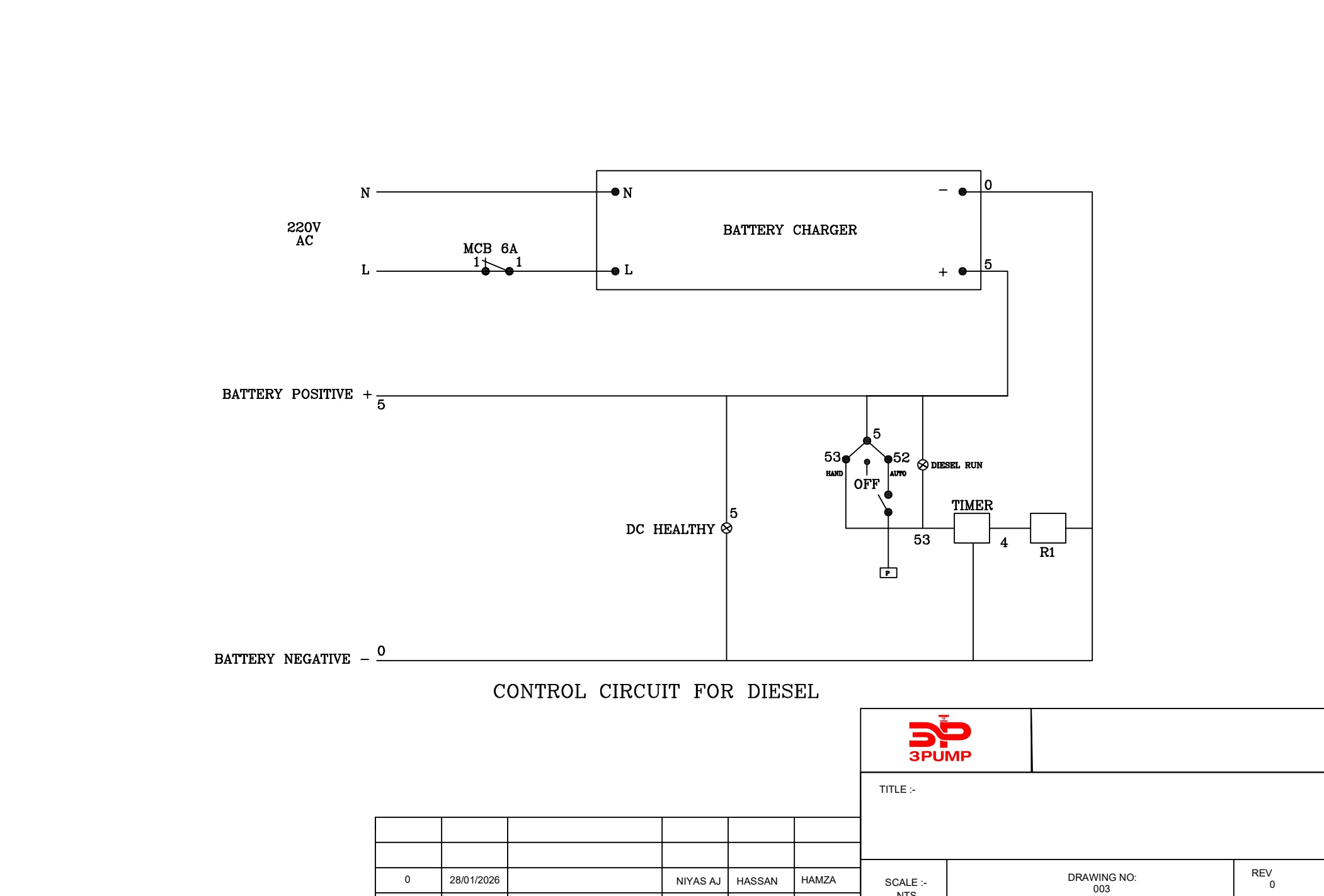 Diesel pump control circuit wiring diagram.