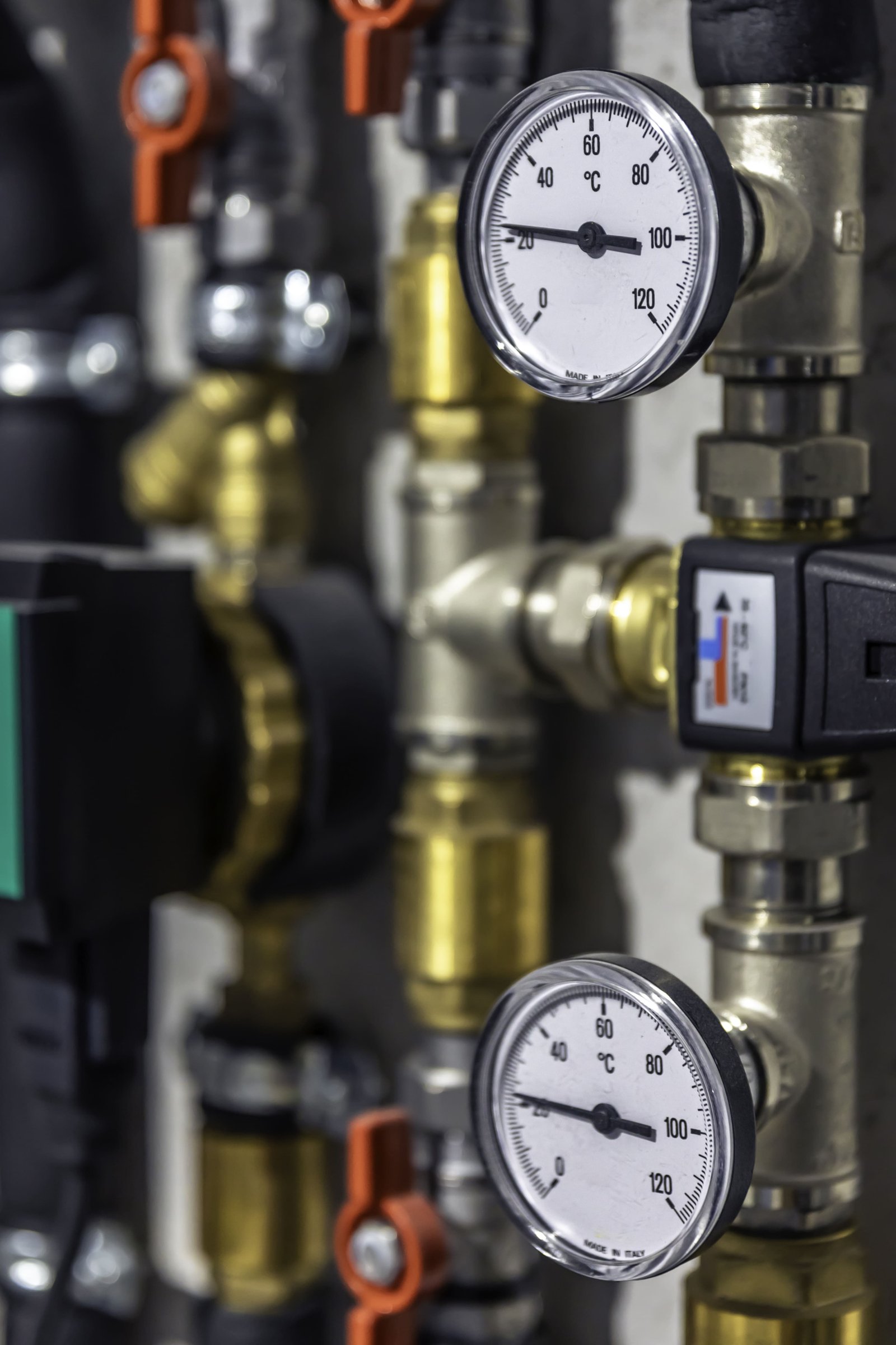 Industrial pressure gauges used to monitor fire pump pressure